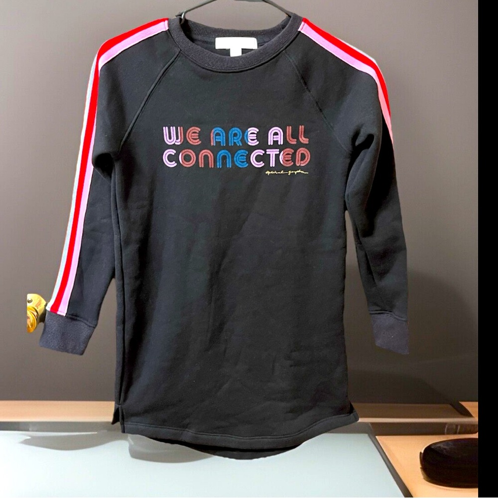 Spiritual Gangster kids Sweatshirt Dress Multicolor Stripes On Sleeves Graphic